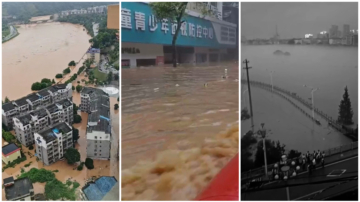 湖南平江特大暴雨 洪水倒灌淹城 市民被困（视频）