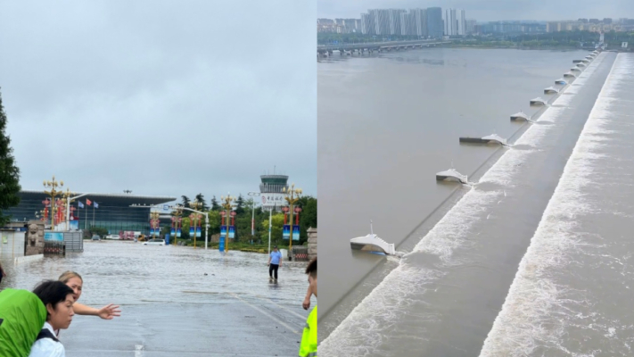 山东临沂暴雨机场被淹 大坝泄洪引批评 （多视频）