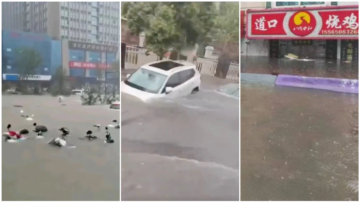 暴雨再襲鄭州 部分路段積水嚴重乘車如「乘船」(視頻)