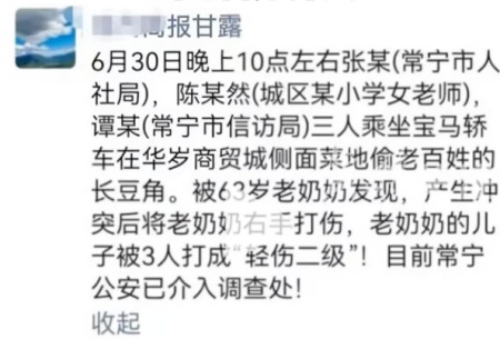 湖南人社局、信访局工作人员偷摘豆角 打伤村民