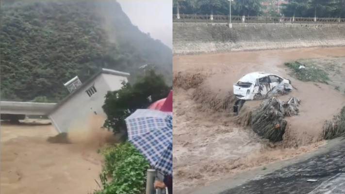 陕甘川连日暴雨 水库泄洪加重灾情