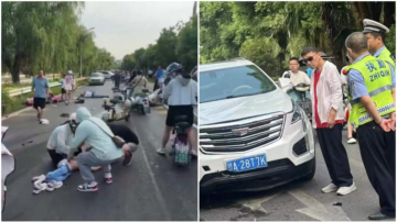 又是車撞學生 武漢小學外倒地一片（視頻）