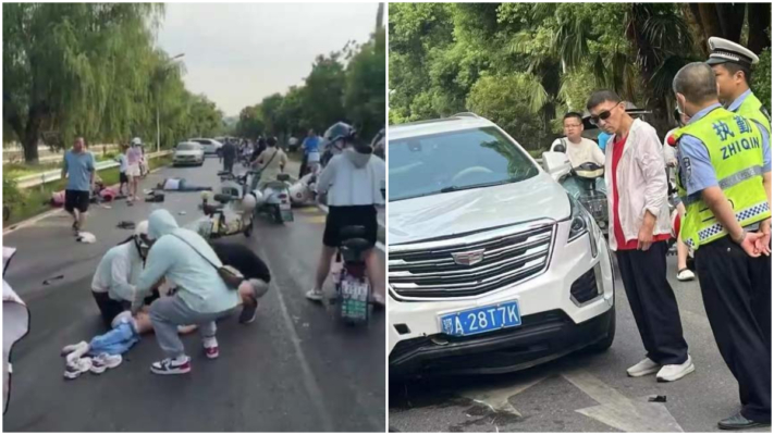 又是車撞學生 武漢小學外倒地一片（視頻）