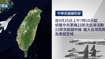 9月25日两岸扫描 中共军机22架次越台海中线 台军严密监控