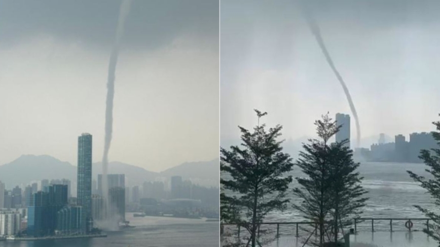 65年來首見！ 香港維多利亞港驚現「龍吸水」  （視頻）