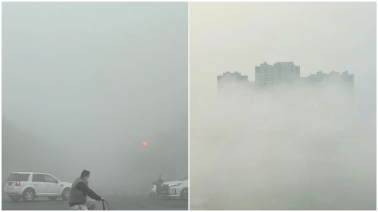 北京現十年來最大霧霾 高速路封閉 航班延誤（視頻）