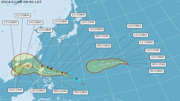 海上2個熱帶性低氣壓 10日可能發展為颱風
