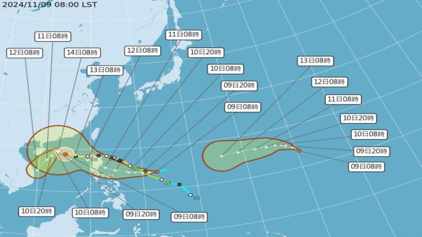 海上2个热带性低气压 10日可能发展为台风