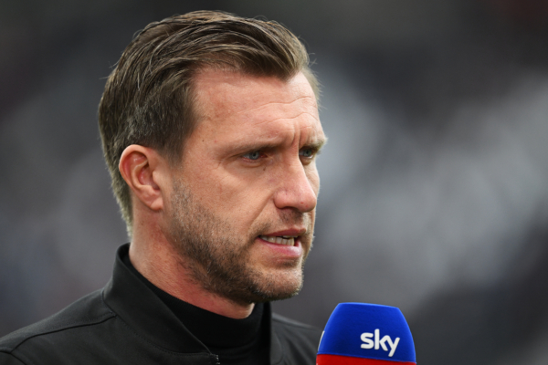 FRANKFURT AM MAIN, GERMANY - FEBRUARY 10: Markus Krösche Sporting CEO of Eintracht Frankfurt looks on during a interview prior to the Bundesliga match between Eintracht Frankfurt and VfL Bochum 1848 at Deutsche Bank Park on February 10, 2024 in Frankfurt am Main, Germany. 