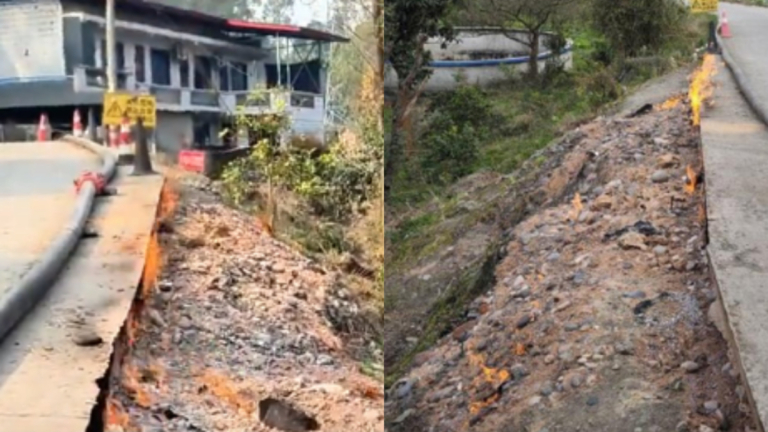 四川一村莊地面莫名起火 燃燒兩個多月都不滅