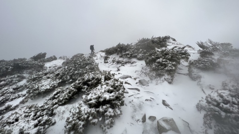 強烈冷氣團來襲 嘉明湖下雪 玉山北峰飄雪