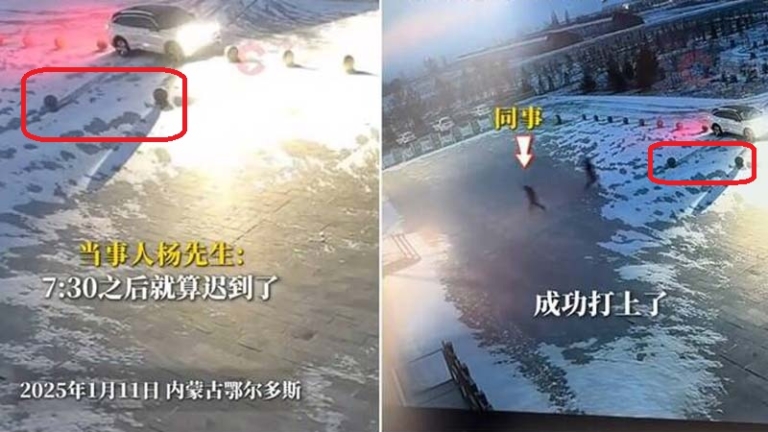 遲到1分鐘扣30元 內蒙男為打卡撞飛石墩（視頻）