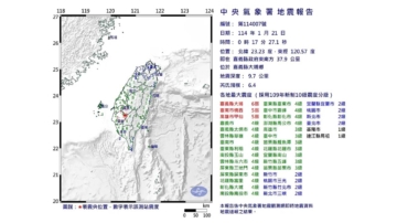 台灣嘉義大埔規模6.4「極淺層」地震 最大震度6弱