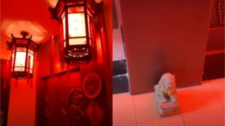 父母去世後上海男家門擺血紅風水陣 鄰居：嚇死人