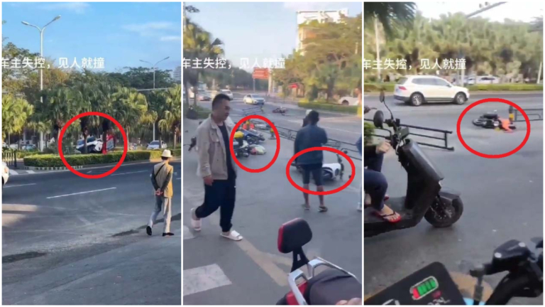 三亞車主崩潰見人就撞 行人單車倒地一片（視頻）