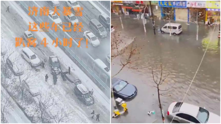 山東早春49縣下大雪 河南開封「看海」（視頻）