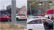 廣東鶴山男子情緒崩潰 當街隨機攔車砸車（視頻）