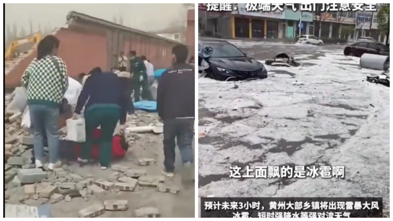 強風橫掃多省 內蒙樹倒牆倒砸傷人 南方多地冰雹（視頻）