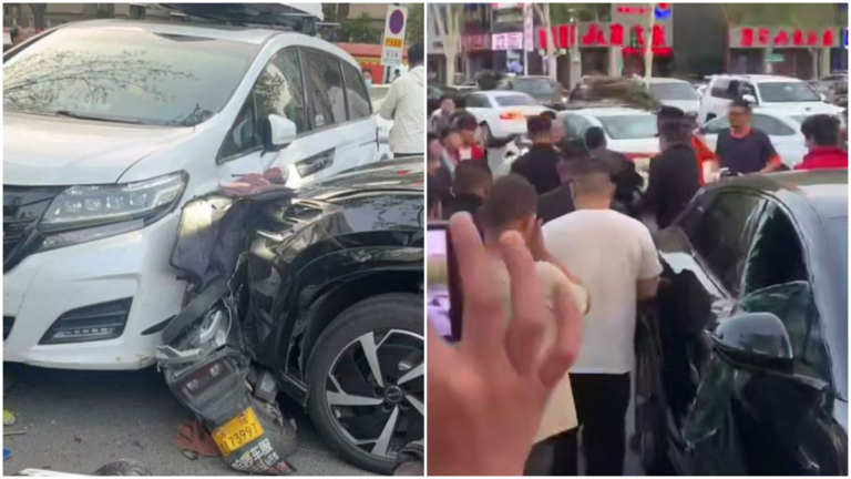 河南洛陽一車高速衝撞逾百米 民衆怒砸車窗（視頻）