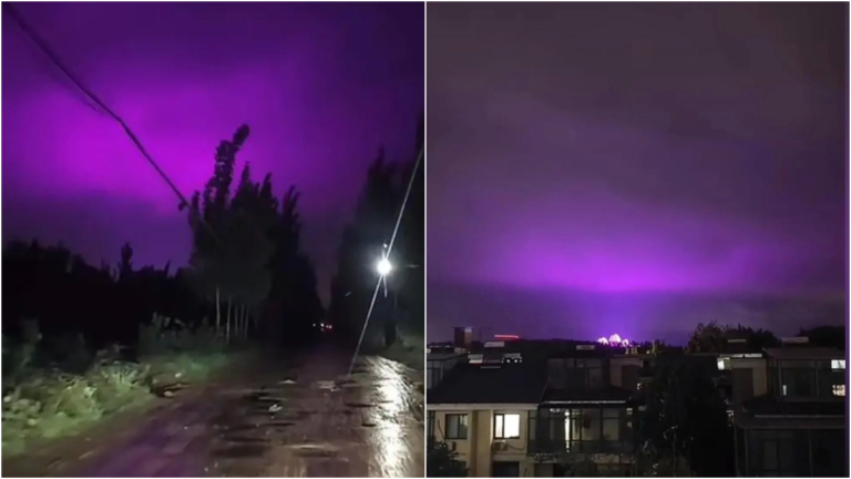 濟南驚現紫色夜空 網友：紫氣東來要變天（視頻）