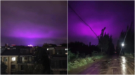 中国要变天？济南惊现紫色夜空