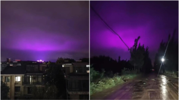 中国要变天？济南惊现紫色夜空