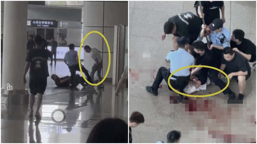 广州南站大厅发生砍人案 满地鲜血（视频）