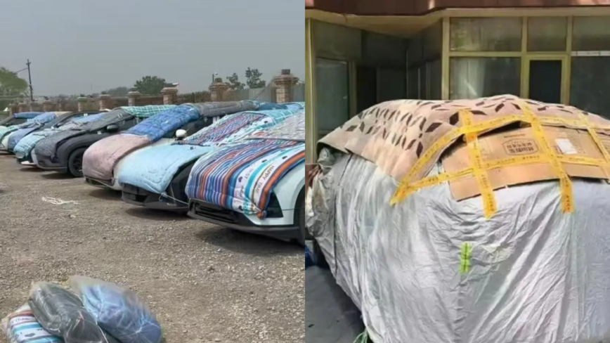北京又下冰雹 车主纷纷用棉被、纸箱护车（视频）