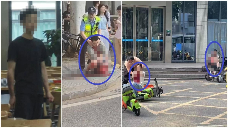 武汉大学男生在食堂连砍多人 再割颈自杀（视频）