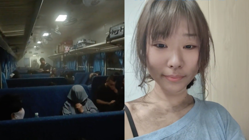 火车过山西隧道吸入煤灰 乘客秒变“煤蛋”（视频）