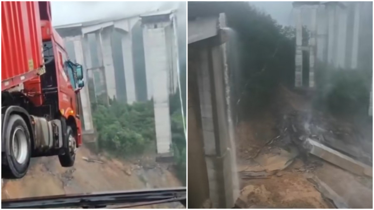 貴州一高速大橋坍塌 貨車車頭騰空 有多車墜落（視頻）