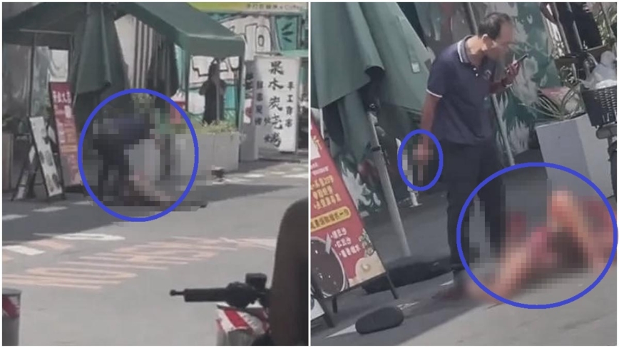 传广州当街捅死人血腥恐怖 只因摩的抢客