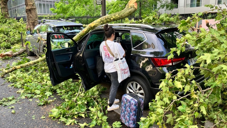法國大雷雨 巴黎警車幽默播放鐵達尼歌曲巡邏