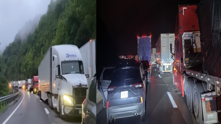 西維州公路遭土石流堵塞 數千車輛徹夜困山區