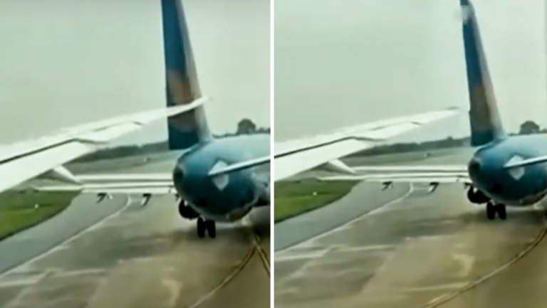 越南航空2客機跑道擦撞 空巴尾翼硬生生被一刀切(視頻)