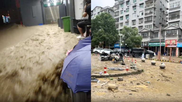 湖北咸豐凌晨漲洪水 留下汽車墳場（視頻）