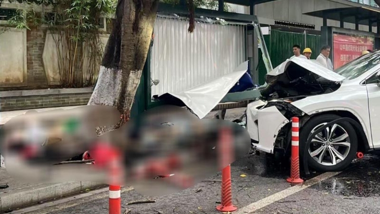 廣州轎車直衝公交站台 多人死傷慘不忍睹（視頻）