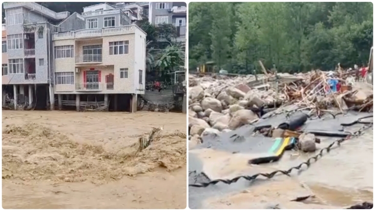中國多省暴雨加洩洪 造成大面積洪災