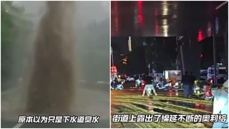 洛陽暴雨致下水道噴發 景區滿街糞便（視頻）