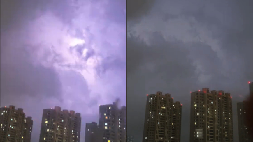 大连半夜惊现数千次高频率雷电 场面恐怖（多视频）