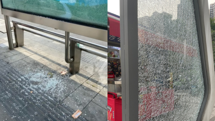 湖南遭遇罕见高温 长沙候车亭玻璃热爆