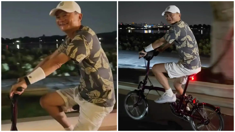 馬雲騎豪華單車夜遊西湖 引發關注