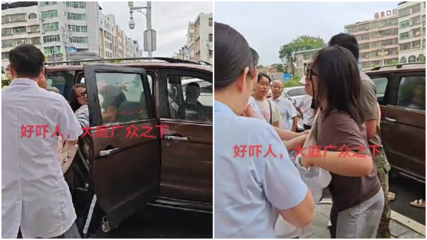 江西女子当街被多人强拉上车 拚命呼救（视频）