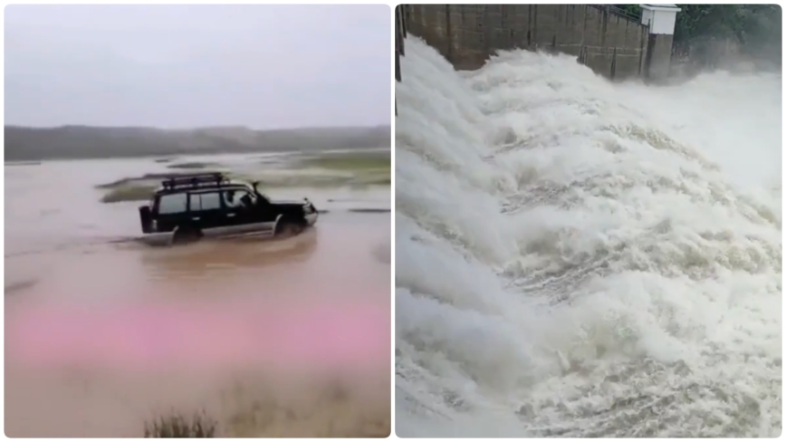 內蒙古多地和河北易縣大量車子泡水