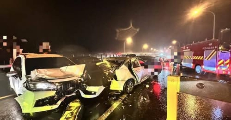 國1銅鑼段雨夜9車連環撞 造成1女當場身亡7人受傷