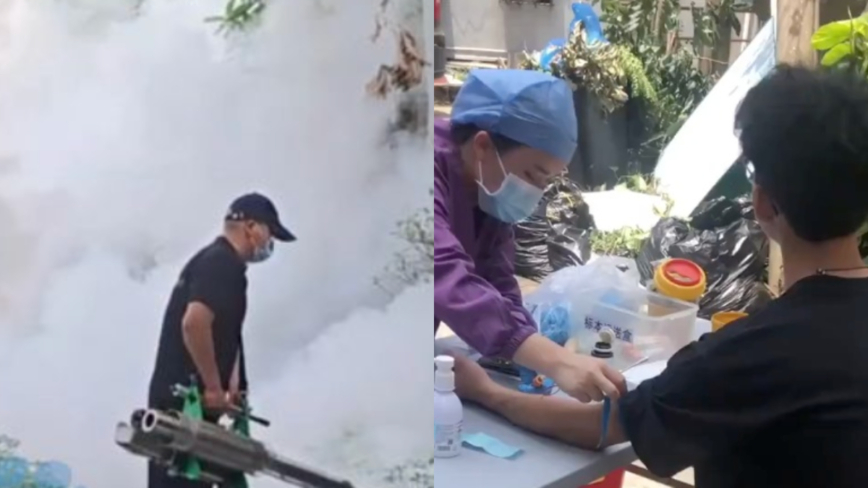 佛山疫情升温 又开始做核酸 市民排队抽血（视频）