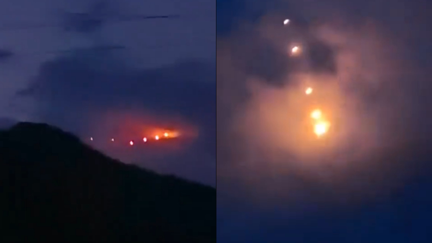 贵州夜空惊现一串橘黄色圆球不明飞行物（多视频）