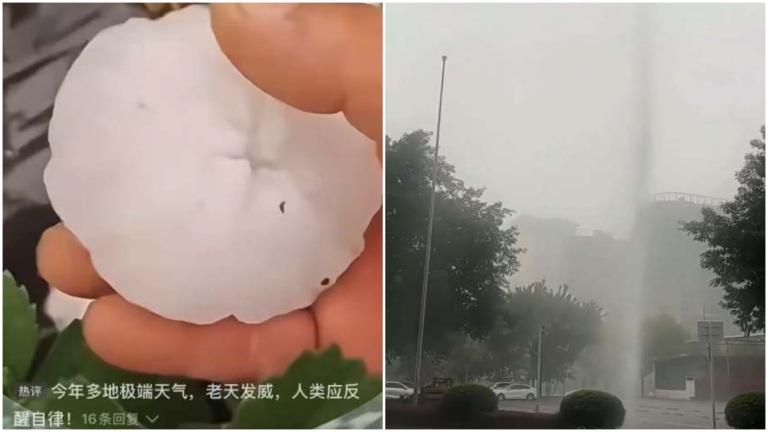 成都冰雹像「包子」 詭異「雨柱」從天而降（視頻）