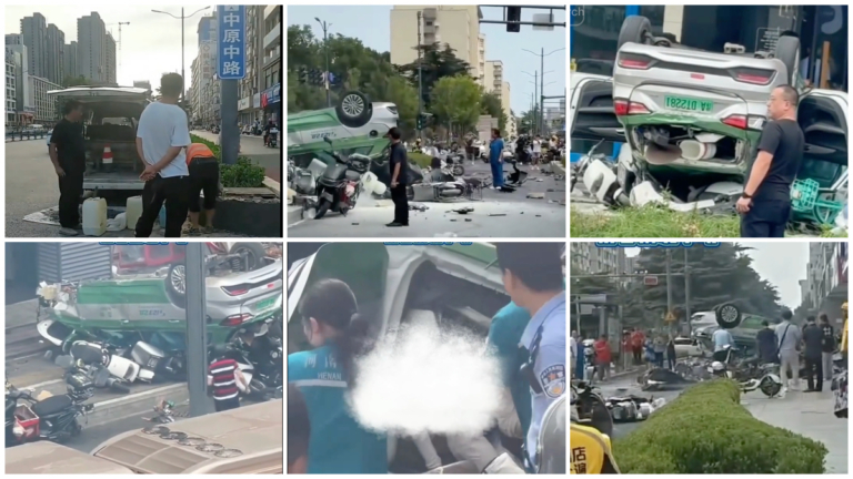 鄭州慘烈車禍 出租車高速撞人行道 傳3死3傷（視頻）
