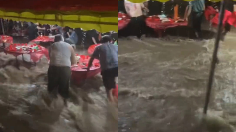 狼狽！山西婚前宴突遇狂風暴雨 秒變「流水席」（視頻）